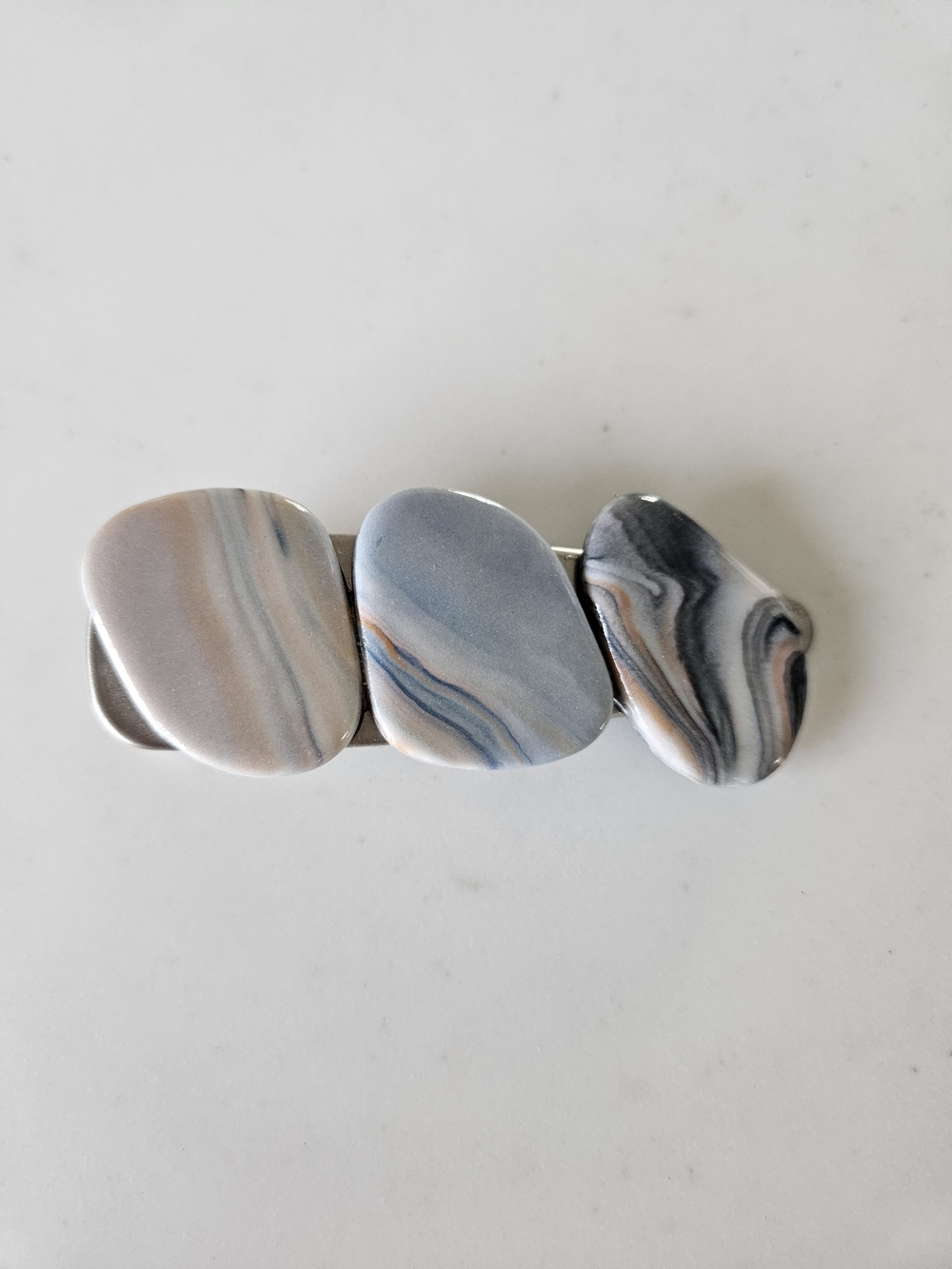 Handcrafted Agate Stone-Effect Ceramic Hair Barrette By Krista Coons